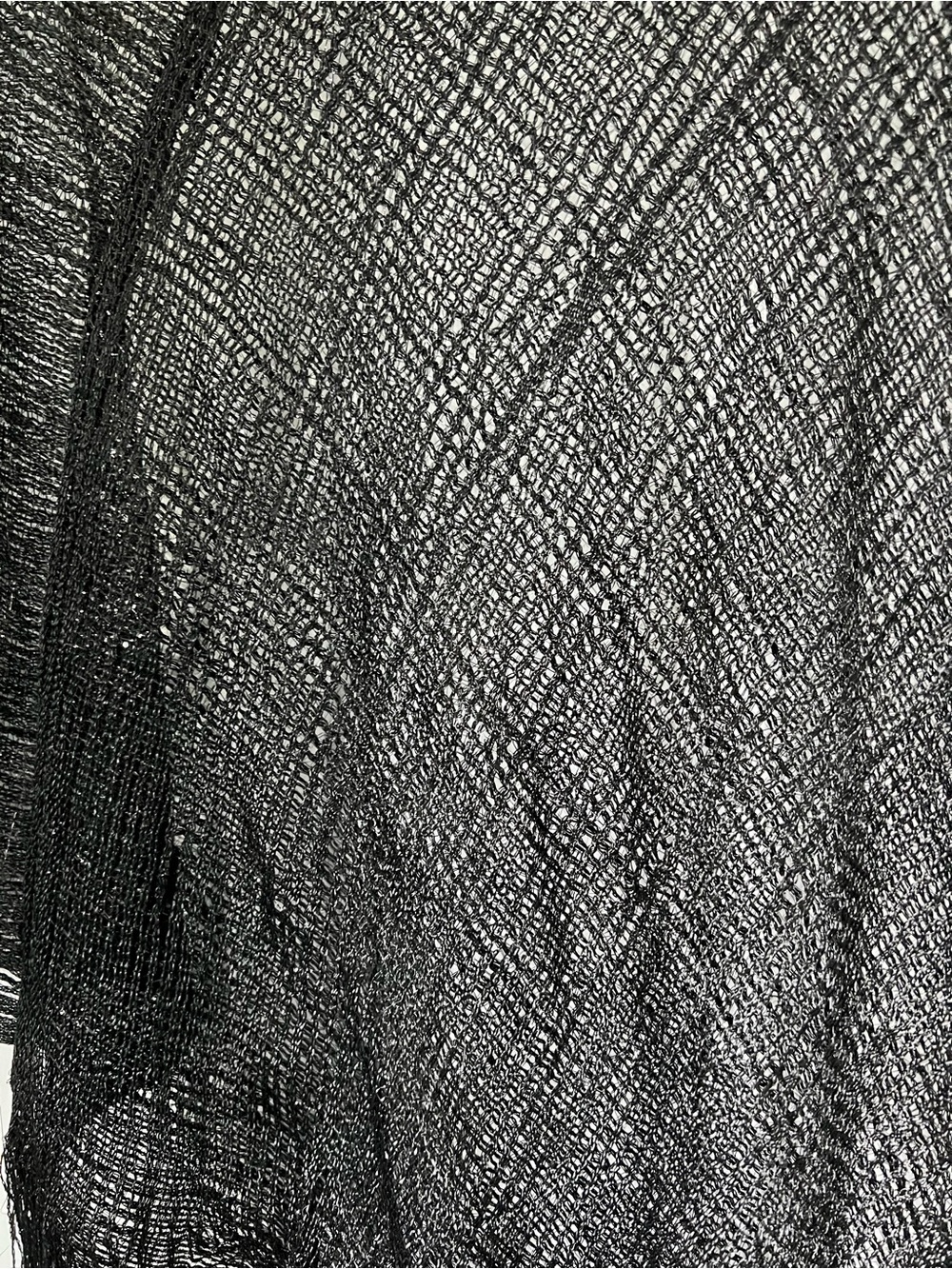 Lightweight Black Fringe Poncho - Picture 3 of 5